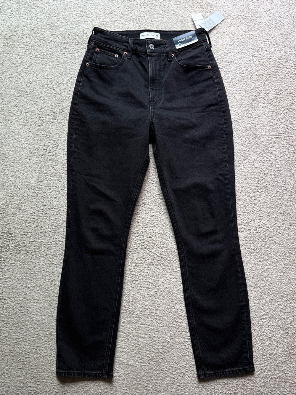 ABERCROMIE & FITCH Women's The High Rise CURVE LOVE Black Jeans Pants 26 Short